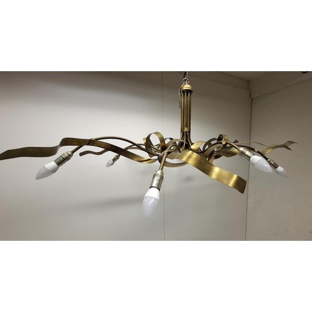 Metal Vintage Brass Chandelier in the style of Jacco Maris, 1970s For Sale - Image 7 of 15