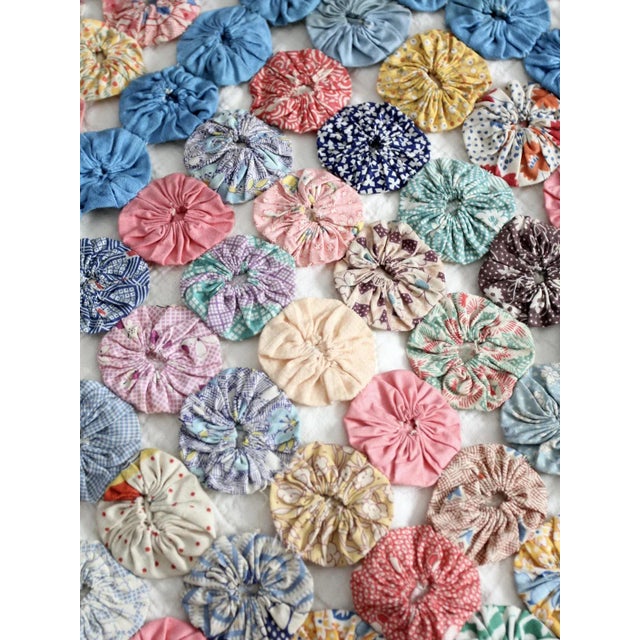 Vintage Yo-Yo Quilt For Sale - Image 9 of 13