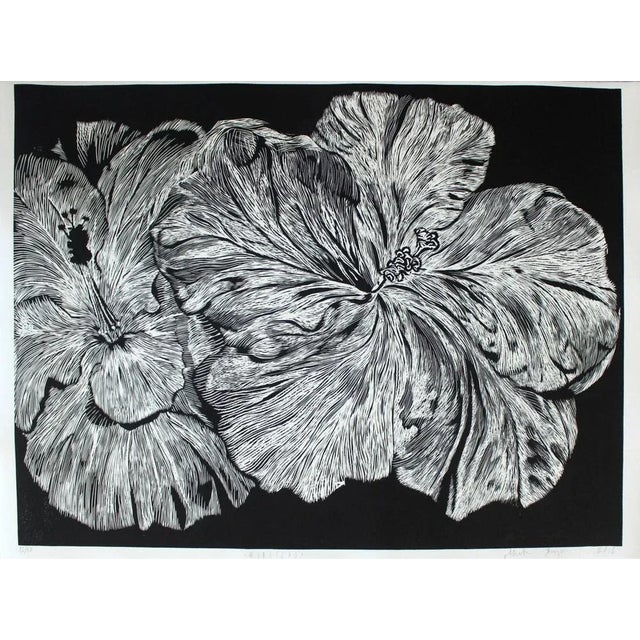 Contemporary Marta Bozyk, Hibiscus (Flower), 2018, Linocut For Sale - Image 3 of 4