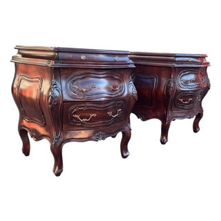 Late 20th Century Pair French Louis Xv Style Bombay Nightstands For Sale