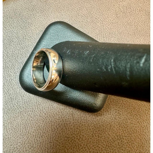 6MM WIDE MILGRAIN EDGE Platinum Plain Wedding Band Ring 8.8 Grams, COMFORT FIT For Sale - Image 13 of 18