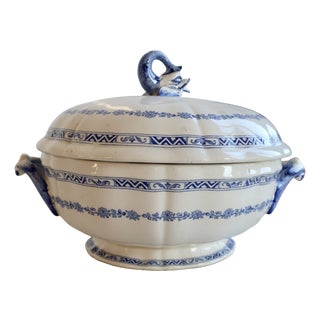 Large Vintage Earthenware Tureen from Gien, 1970s For Sale