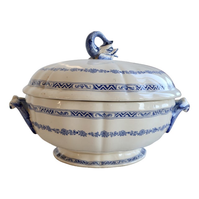Large Vintage Earthenware Tureen from Gien, 1970s For Sale