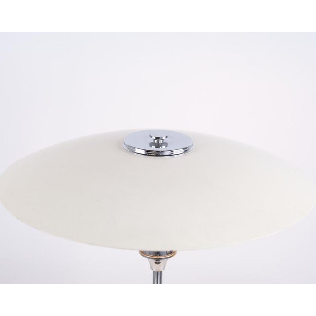 Table Lamp with White Metal Shades and Nickel-Plated Frame by Lyfa, 1940s For Sale - Image 3 of 12