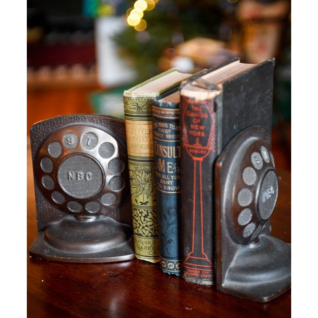 Pair of 1930s NBC Radio Western Electric Microphone Cast Metal Bookends For Sale In Washington DC - Image 6 of 6