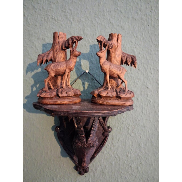 Black Forest Stags Vase Holders and Shelf, 1920s, Set of 3 For Sale - Image 9 of 9