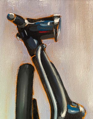 Milano II feat. Vespa Primavera 125 by Rosa Fedele | Oil Painting of a Vespa motorcycle handlebar