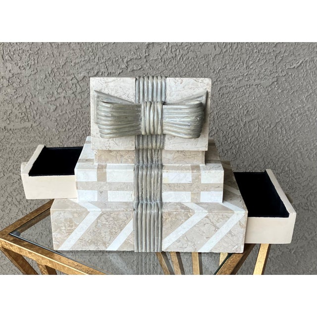 Whimsical Circa 1980 Multi-Tier Tessellated Travertine Stone Jewelry Box by Renoir Designs For Sale - Image 14 of 18