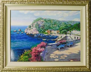 s.sam Park Costa Brava Sold Out 1998 Signed Fine Art, Publisher Coa, Framed