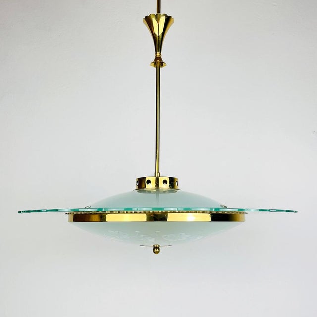 Vintage Disk Chandelier attributed to Pietro Chiesa for Fontana Arte, Italy, 1940s For Sale - Image 18 of 18