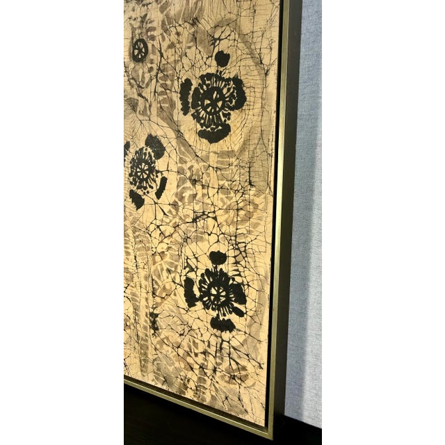 1970s Framed Abstract Printed Fabric Over Wood Print Wall Art For Sale In Tampa - Image 6 of 11