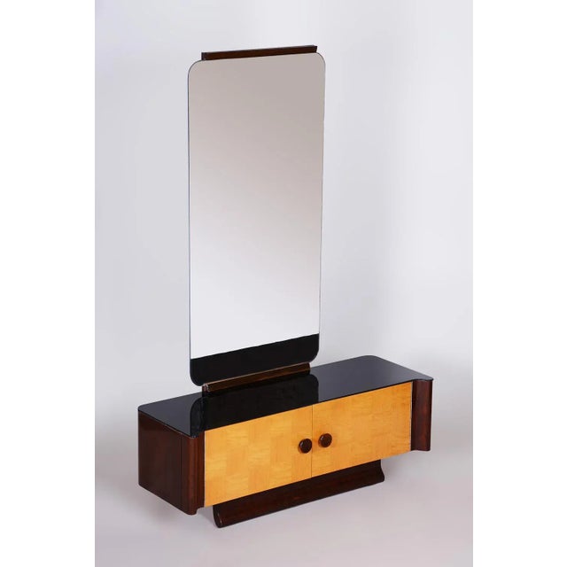 Art Deco Mahogany & Maple Dresser with Mirror attributed to Jindřich Halabala for Up Závody, 1940s, Set of 2 For Sale - Image 13 of 13