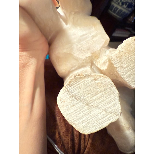 Vintage Hand-Carved Alabaster Elephant Sculpture – Mid-Century White Stone Figurine For Sale - Image 10 of 12