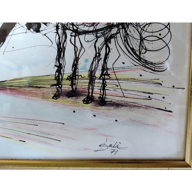 Modern Salvador Dali, Composition, 1971, Mixed Media Drawing, Framed For Sale - Image 3 of 4