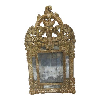 Small Italian Rococo Regency Style Elaborate Floral Carved Wood Frame Mirror For Sale