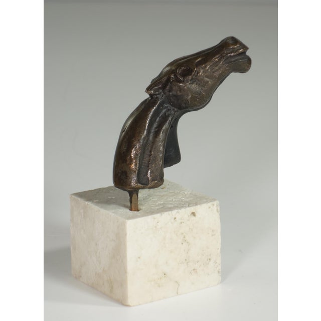 Brown Bruno Cassinari, Horse Head Sculpture, 1970s, Bronze on Travertine Base For Sale - Image 8 of 8