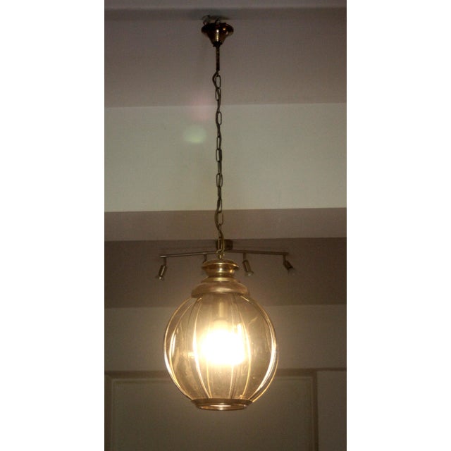 Mid-Century Modern Italian Brass Pendant Light with Smoked Glass, 1970s For Sale - Image 12 of 14