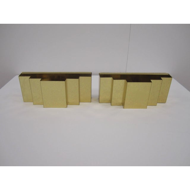 Brass Wall Sconces, Art Deco Modern Style, Circa 1970s - Pair For Sale In New York - Image 6 of 12