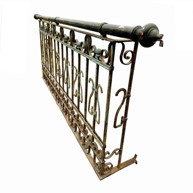 Balcony Wrought Iron Railing Antique Art Nouveau - Art Moderne Style For Sale - Image 4 of 5