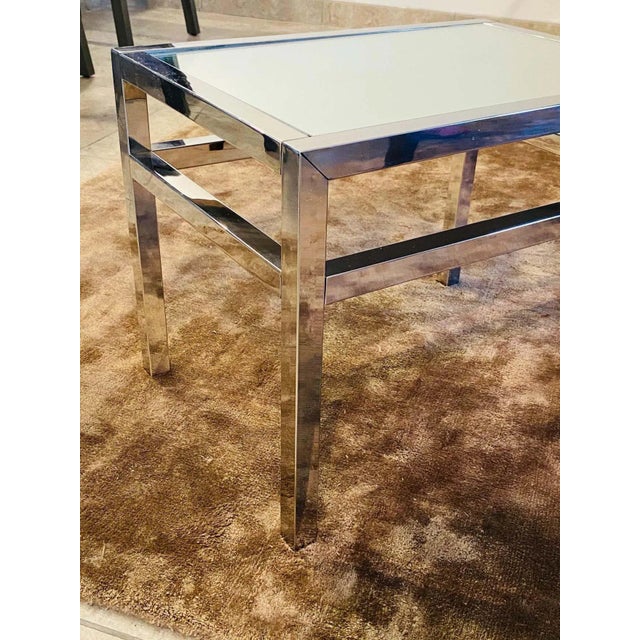 Pair of Vintage Italian Small Side Tables in Chrome and Mirror, C. 1970's For Sale - Image 12 of 13
