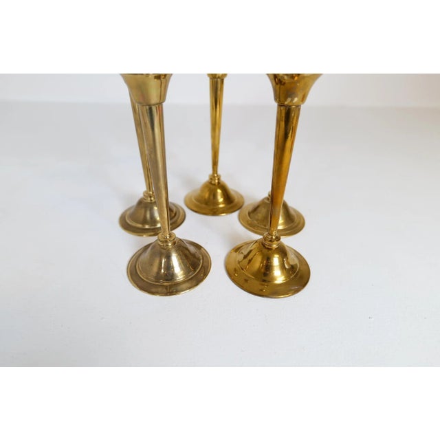 Metal Mid-Century Swedish Candlesticks in Brass by Lars Holmström, Set of 5 For Sale - Image 7 of 14