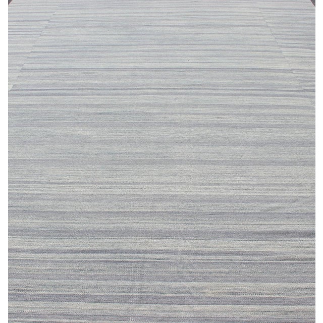 Measures: 12'0 x 16'5 Large Flat Weave Kilim in Variegated Striped With Modern Design 12'0 X 16'5. Casual Kilim in Modern...