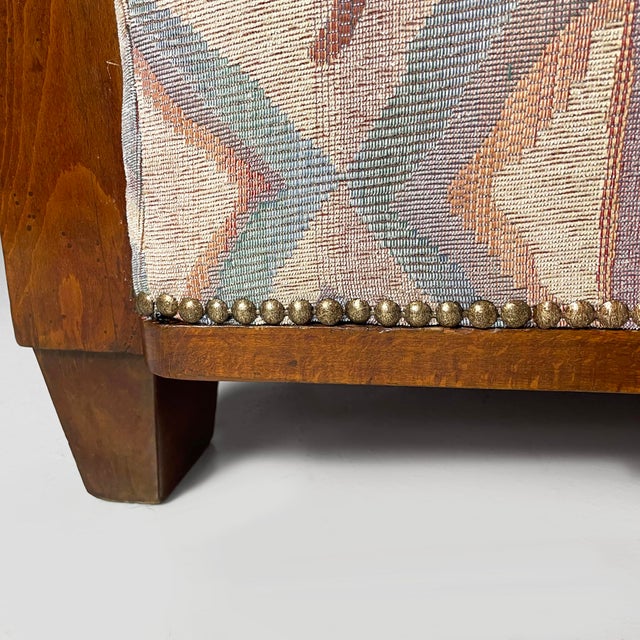 Art Deco Italian Sofa in Fabric with Geometric Pattern and Wood, 1930s For Sale - Image 15 of 16