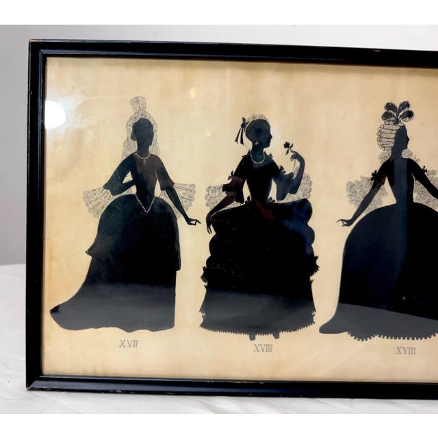 Paper Large Antique 1800's Victorian Fashion Lady Original Silhouette Art Ink Drawing For Sale - Image 7 of 14