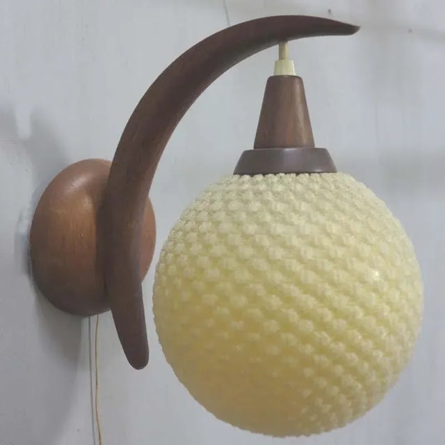 Mid-Century Danish Teak & Plastic Wall Lamp For Sale - Image 6 of 6