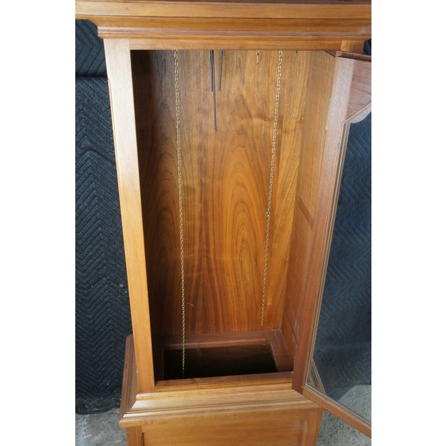 Vintage German Oak Colonial Style Moon Sun Face Grandfather Clock Case For Sale - Image 6 of 11