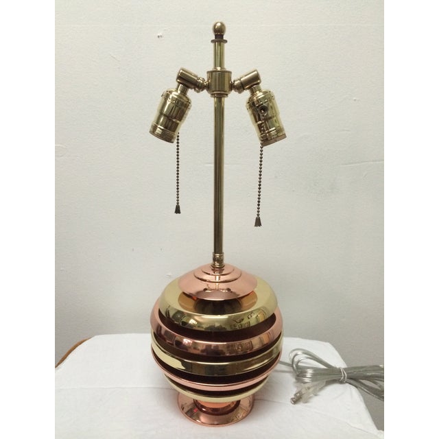 Brass Copper Art Deco Table Lamp Chairish Essentially a copper table lamp that casts a soft glaze that will suit your modern entryway in the most flattering way. chairish