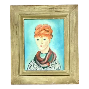 Vintage Boho Original Oil Portrait of Woman