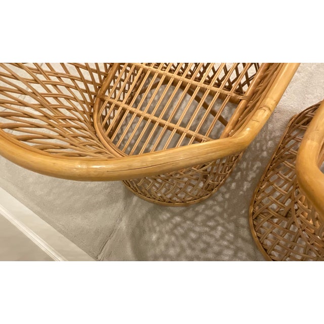 Brown Vintage Rattan Club Chairs For Sale - Image 8 of 10