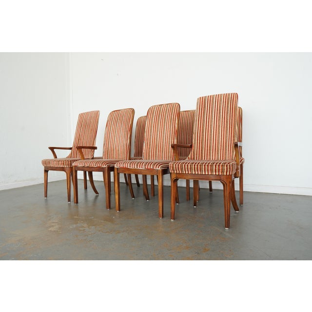 Mid-Century Modern Vintage Attributed to Hickory Manufacturing Co. Burl Wood Dining Chairs (Set of 8) For Sale - Image 3 of 18