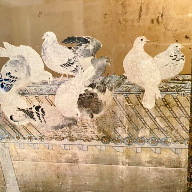 1660s Reproduction Japanese 2 Panel Print Titled Pigeons and Rhododendrons For Sale - Image 4 of 7