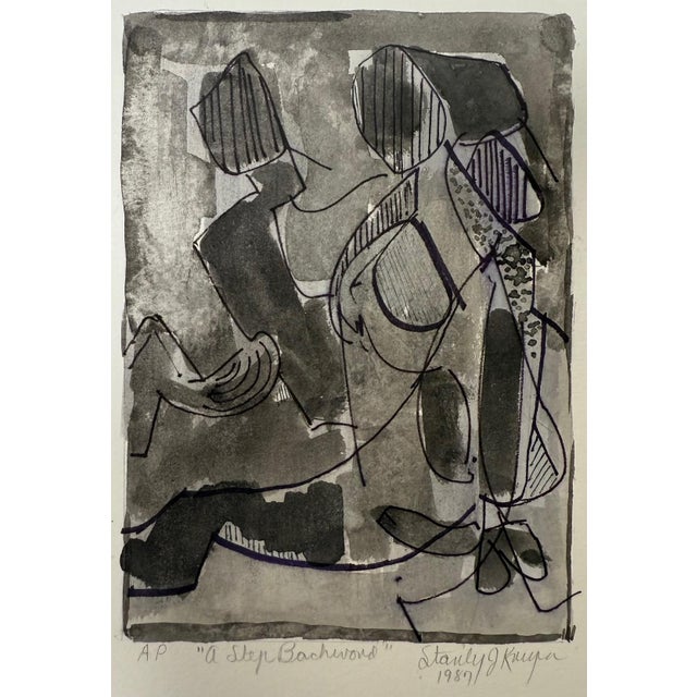 1987, "A Step Backward", Abstract Impressionism, Artist Proof Print on Paper, Stanley J. Krupa For Sale