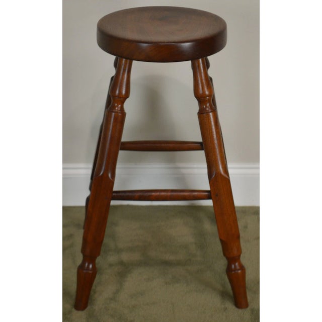 Traditional Wynnewood Woodworks Hand Crafted Solid Walnut Bar Stool For Sale - Image 3 of 12