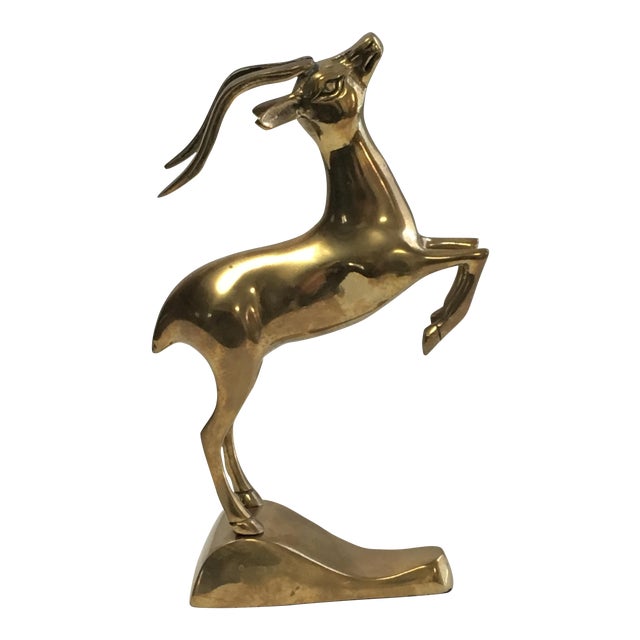 Art Deco Style Brass Gazelle Statue Chairish