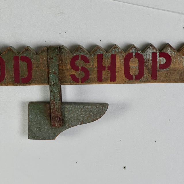 American Unique Vintage Wood Shop Carpenter Double Sided Trade Sign For Sale - Image 3 of 12