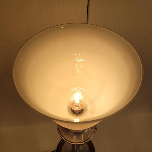 Art Deco Table Lamp in Wood and Opaline Glass from MAZDA, France, 1920s For Sale - Image 11 of 18