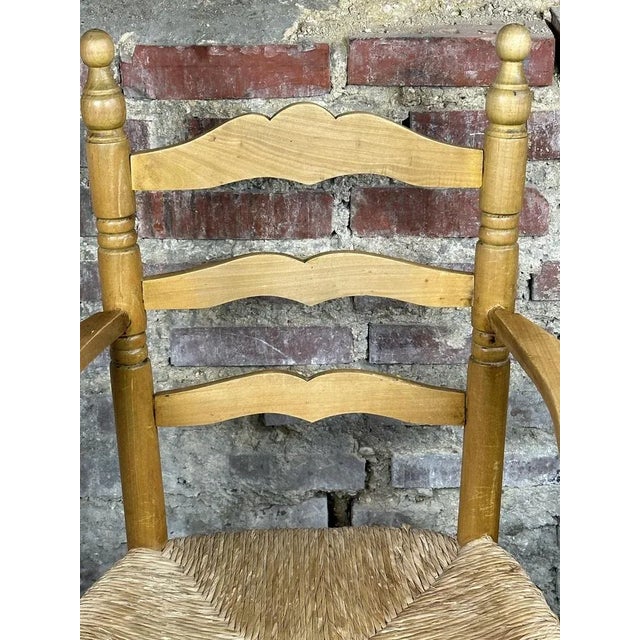 Natural Wood Paillé Armchair, 1970s For Sale - Image 6 of 9