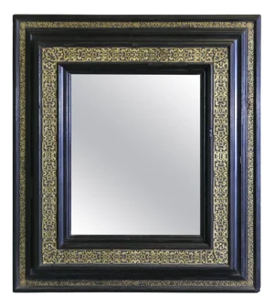 French Empire Gilt Brass and Black Lacquer Wall Mirror