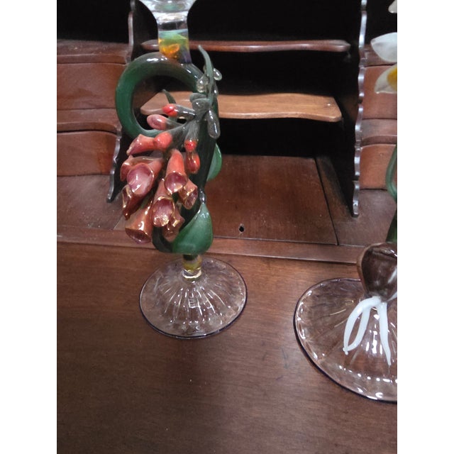 Two Janis Miltenberger Art Glass Flower Goblets For Sale - Image 4 of 9