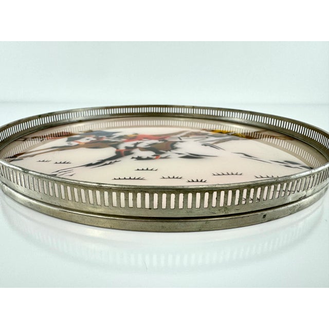 Mid Century Equestrian Silverplate Tray For Sale - Image 4 of 9