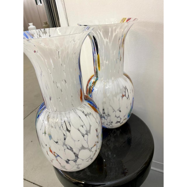 Lot of 2 Contemporany Vases Murrine Sphere in Murano Style Glass With Multicolored Murrine Like Venini Style diameter 17...