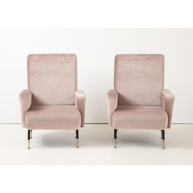 1960's Marco Zanuso Style Italian Lounge Chairs in Mohair Fabric For Sale - Image 9 of 11