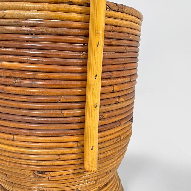 Mid-Century Modern Italian Round Rattan Umbrella Stand with Handle, 1960s For Sale - Image 14 of 18