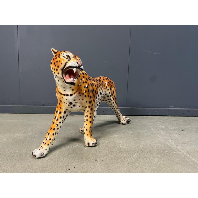 Beautiful hand painted ceramic leopard figure made in italy presumably by Capodimonte. All hand painted and beautifully...