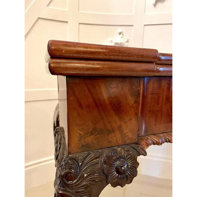 Antique George III Carved Mahogany Chippendale Style Card Table For Sale - Image 4 of 18