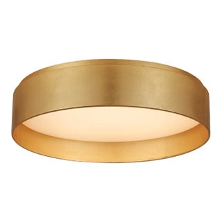 Visual Comfort Signature Shaw Medium Flush in Gild with White Glass For Sale